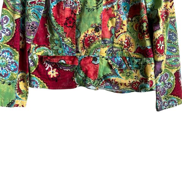 Chicos 1 Women Jacket M Colorful Paisley Whimsy Artsy Boho Maximalist Eclectic - Picture 7 of 13